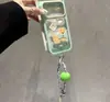 Collar con cordón de bola colorida con parche de cachorro se transforma instantáneamente en una funda compatible con iPhone 17 Pro Max de cielo estrellado de dopamina para iPhone 16
