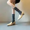 SIXWOO Mocasines Negros de Trabajo para Mujer Estilo Nuevo Aumento Oculto de Altura Punta Cuadrada Zapatos Pequeños de Cuero Hacen que las Piernas Parezcan Delgadas Zapatos de Uso Diario para el Trabajo