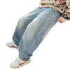 Calças jeans de primavera para meninos 2025 Novas calças infantis Primavera e Outono Calças infantis médias e grandes Calças de primavera bonitas e elegantes