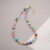 Collar de Colores Arcoíris con Cuentas de Cubos de Azúcar, Dulce y Elegante Conjunto de Cadena para Clavícula y Pulsera, Joyería de Moda