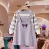 Vestido Suéter de Punto para Niñas Primavera y Otoño Nueva Moda Rayas de Dibujos Animados Vestido Falso de Dos Piezas Vestido de Princesa para Niños de Otoño