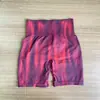 Nuevos Pantalones de Yoga Tie-Dye Aurora Control de Abdomen Levantamiento de Glúteos Color Durazno Pantalones de Fitness Shorts Deportivos para Mujer Shorts de Yoga Listos en Stock