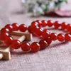 Pulsera de Ágata Calcedonia Roja Natural Redonda para Hombres y Mujeres Pulsera de Jade Cuentas de Buda de Ágata Roja Pulsera Wenwan Suministro en Vivo