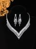 Corrente de clavícula de strass cravejada de diamantes moda terno nupcial tudo combinando colar brincos pulseira elástico anel terno de quatro peças