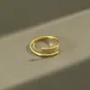 Anillo de Plata Todo Fósforo Estilo Coreano JB035 Simple INS Nicho Doble Capa Plata de Ley S925 Anillo Abierto para Mujer