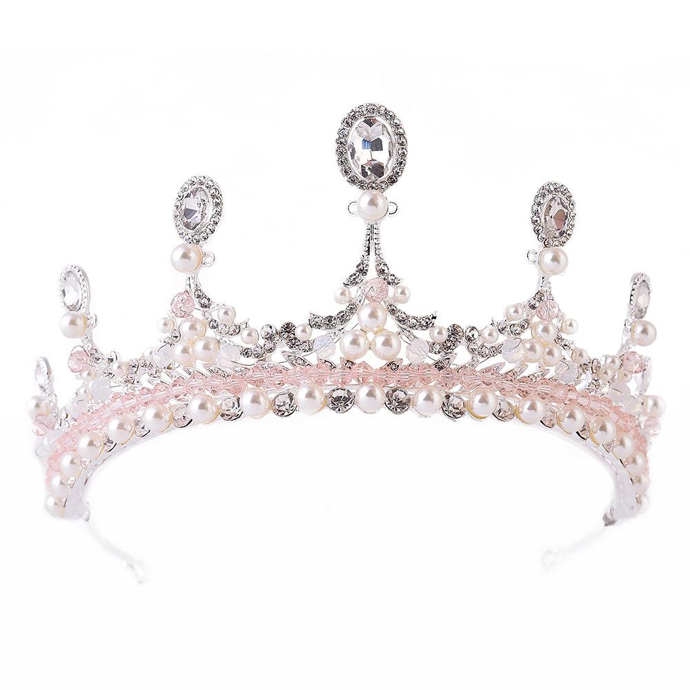 公主粉色皇冠 新娘手工皇冠
