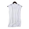 Camisola de Mujer Verano Ropa Exterior Chaleco Cuello Alto Medio Seda de Hielo Lino Alta Elasticidad Tejido de Punto Camisa Base con Top sin Mangas Trbottomy