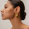 Pendientes de Flor de Acero Inoxidable Metálico Plegado Europeos y Americanos, Estilo Retro Simple de Nicho, Pendientes de Alta Gama para Mujer