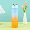 Taza de Agua de Gran Capacidad para Mujer Verano Deportes Anticaídas Hervidor 2L Escalonado Portátil Alto Valor de Color Degradado Ventosa