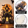 Artesanías de Madera de Halloween Transfronterizas Castillo Murciélago Decoraciones de Escritorio Configuración de Atmósfera del Festival de Fantasmas Letreros de Madera y Figuras de Pie para Casa Embrujada