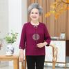 Camisa de gasa de verano para madres, camisa de manga nueve para primavera y verano para mujeres de mediana edad y mayores, blusa holgada de talla grande para abuela.