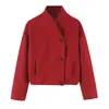 Chaqueta Roja Casual Suelta de Otoño Estilo Europeo para Mujer 26601 Color de la Imagen Marca Corte Etiqueta Colgante