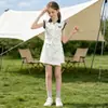 Conjunto de Colete de Verão com Gola Polo sem Mangas para Meninas, Conjunto de Duas Peças com Saia e Calça para Meninas Maiores, Roupa Casual Infantil