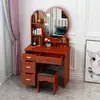 Tocador minimalista moderno para dormitorio, tocador pequeño con espejo para apartamentos de alquiler, escritorio de maquillaje de princesa