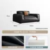 Sofá Vaca Grande Preta Estilo Italiano Minimalista Moderno Sala de Estar Couro Genuíno Formato de Bloco Fila Reta Sofá de Descanso de Látex para Aluguel de Apartamento