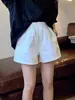 Shorts blancos para mujer, estilo fino de verano, talla grande, cintura alta, corte holgado, adelgazante, pierna ancha, pantalones casuales para figuras tipo pera