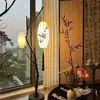 Estilo Retro Galho Zen Chinês Luminária de Chão Sala de Estar Sala de Chá Estudo Lâmpada de Atmosfera Lanterna de Tecido Pesca Ajustável