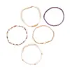 Moda Transfronteriza Primavera y Otoño Nuevos Pulseras Apilables de Perlas Corazón de Melocotón Metálico Perlas de Arroz Color Contrastante Pulseras Ccb Juego de Cinco Piezas