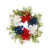 Guirlanda do Dia da Independência, dália artificial, centro de mesa para feriado, anel para vela, decoração do Dia da Memória