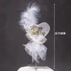 Diosa hada pequeña malla hierro feliz cumpleaños tarjeta decoración enchufe pluma Perla decoración repostería