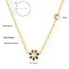 Collar Transfronterizo de Joyería con Goteo de Aceite Flor de Margarita Pequeña Corona Dulce Colgante de Mariposa Cadena para Clavícula Collar de Acero Inoxidable para Mujer
