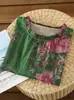 Camisa estampada sem mangas plus size feminina, modelagem solta, emagrecedora, gola alta, blusa de abotoar para o verão