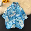 Camisa Floral Estilo Hong Kong Manga Curta Masculina Verão Estampada Antiga Camisa Floral Estilo Hong Kong Top Solto Fino