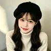 Boina para Mulheres, Novo Estilo, Cor Sólida, Versão Coreana, Versátil, Retrô, Emagrecimento Facial, Estilo Britânico, Chapéu de Artista do Ins, Chapéu Abóbora