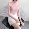 Suéter de Cuello Medio Alto Camiseta Base Tejido de Punto Ajustado para Estudiantes Coreano Otoño e Invierno Nuevo Top Interior de Manga Larga