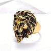Anillo Retro Estilo Europeo y Americano, Anillo para Hombre con Cabeza de León Chapado en Oro, Anillo Dominante con Cabeza de León Estilo Hip-Hop