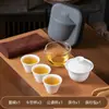 Juego de Té Portátil para Viaje al por Mayor Cerámica Exterior Kung Fu Juego de Té Taza de Té Tapa Tazón Taza Rápida Regalo Personalizado