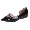 Zapatos de Moda con Aumento Oculto de Altura, Nuevos Zapatos Planos de Verano Estilo Coreano con Punta Aguda y Pedrería, Zapatos de Boca Baja Estilo Francés 2026 para Mujer, Versátiles
