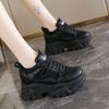 Zapatos Nuevos para Papá Primavera 2025 Zapatos de Suela Gruesa de un Solo Color Moda Tacones de Cuña con Diamantes Aumento Interno Zapatos para Estudiantes Zapatos para Mujer