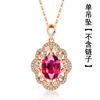 Nuevo Grupo Zircón Elegante Moda Chapado en Oro Rosa de 18K Rojo Sangre de Paloma Colgante Imitación Turmalina Roja Cadena Clavícula para Mujer
