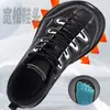 Sapatos de caminhada largos para uso externo para homens e mulheres, de couro, impermeáveis, com biqueira larga, extra largos e folgados, tênis esportivos casuais com bico redondo