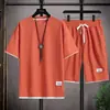 Traje deportivo de verano transfronterizo para hombre de manga corta, camiseta y shorts de corte holgado, ropa de tejido gofrado, atuendo casual versátil para hombre