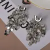 Pendientes Elegantes de Metal con Lentejuelas y Borlas Estilo Transfronterizo Europeo y Americano Pendientes de Nicho con Estilo Pendientes Exagerados de Moda para Mujer