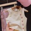 Ropa para Niños al por Mayor Trajes para Niñas Ropa de Verano 2024 Ropa Nueva para Niños Chaleco Elástico Asimétrico con Hebilla Diagonal Pantalones Cargo