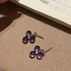 Pendientes de botón de uva amatista para mujer 2026 Nuevo estilo popular de alta gama de nicho diseño único pendientes de lujo ligero de temperamento accesorios