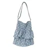 Bolsa Saco de Bolinhas Doce de Nicho para Mulheres, Novo Estilo de Verão, Versátil para o Dia a Dia, Bolsa Transversal de Lona de Grande Capacidade