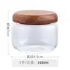 Frasco Transparente Estilo Japonés para Almacenamiento Madera de Acacia Redondo Nido de Pájaro Pequeño Frasco Redondo para Té Estilo Japonés Frutas Secas Snacks Granos Múltiples Vidrio