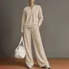 2026 Moda Femenina Europea y Americana Transfronteriza Otoño Nueva Colección Casual Color Sólido Cuello Alto Sudadera Cardigan y Conjunto de Pantalones de Pierna Ancha