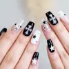 Popular Arte de Uñas en Relieve Estilo Cross Ins Blanco y Negro de Gama Alta, Pegatinas Retro Brillantes, Pegatinas de Uñas Adhesivas Impermeables Simples