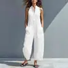 Macacão Casual de Cor Sólida Sem Mangas de Botão Único com Gola Alta e Bolsos Feminino Slim Fit Transfronteiriço Europeu e Americano da Amazon 2026