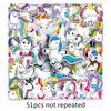 51 pegatinas decorativas impermeables con dibujos de unicornios, caballos, arcoíris y grafitis para portátil, equipaje y coche.