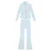 [En Stock] Conjunto de Pantalones Acampanados y Chaqueta de Forro Polar, Abrigo de Manga Larga para Mujer de Corte Ajustado, Ropa Deportiva Elástica para Yoga