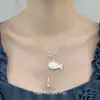 Colar de Peixinho Dourado Fofo para Mulheres, Design Minimalista de Nicho Estilo Ins, Corrente de Suéter Ajustável, Corrente de Clavícula de Moda de Alta Qualidade