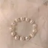 Pulsera de Perlas y Cristales Estilo Francés Estilo Ins, Diseño de Nicho Suave y Sencillo, Pulsera de Perlas de Forma Irregular