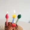 Velas de pastel de cumpleaños de tres colores estilo coreano, accesorios de decoración para fiestas, globos creativos de estrella y llama, velas para fiestas