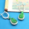 9288 Pendientes de Jadeíta Natural Grado A Verde Yang Hoja Nuevo Estilo Chino Hielo Húmedo Transparente Pendientes Diversidad
